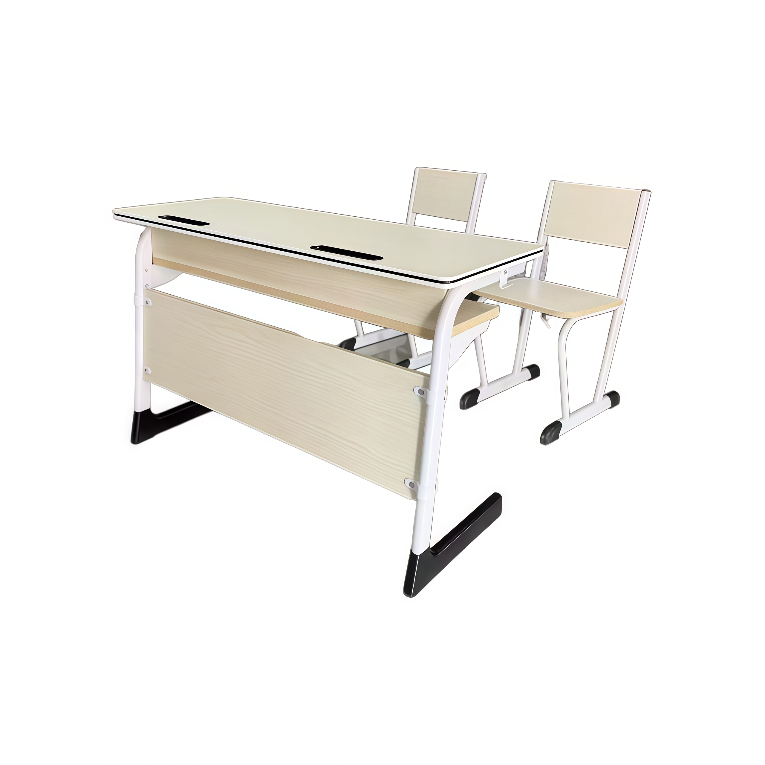 WK20 Fixed height baffle double desk and chair
