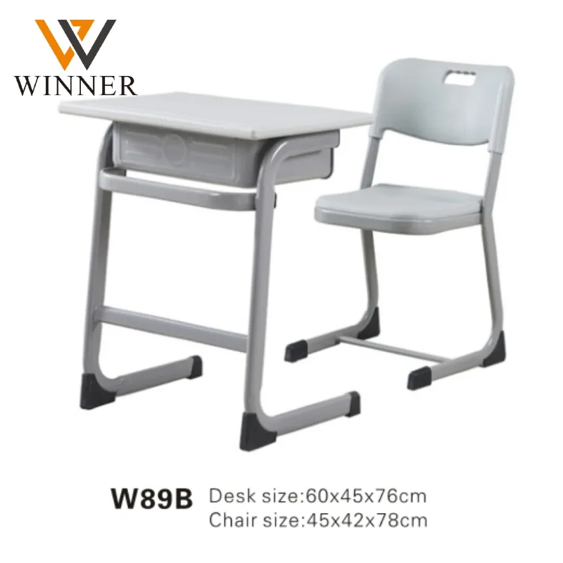 Metal School Desks Classroom Furniture Adjustable Secondary School Desk and Chair for Students