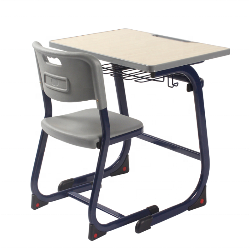 Primary School Classroom Furniture Double Bench Student Desk and Chair Set Reading Wooden Metal Table PP Plastic Modern