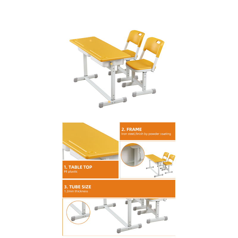 High School Furniture Classroom Tables and Chairs With Heightable Height