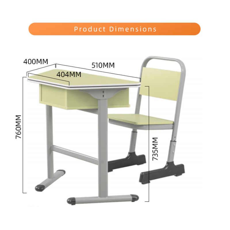 Furniture Primary School Single Table Seat Adjustable Study Student Desk and Chair for Kids