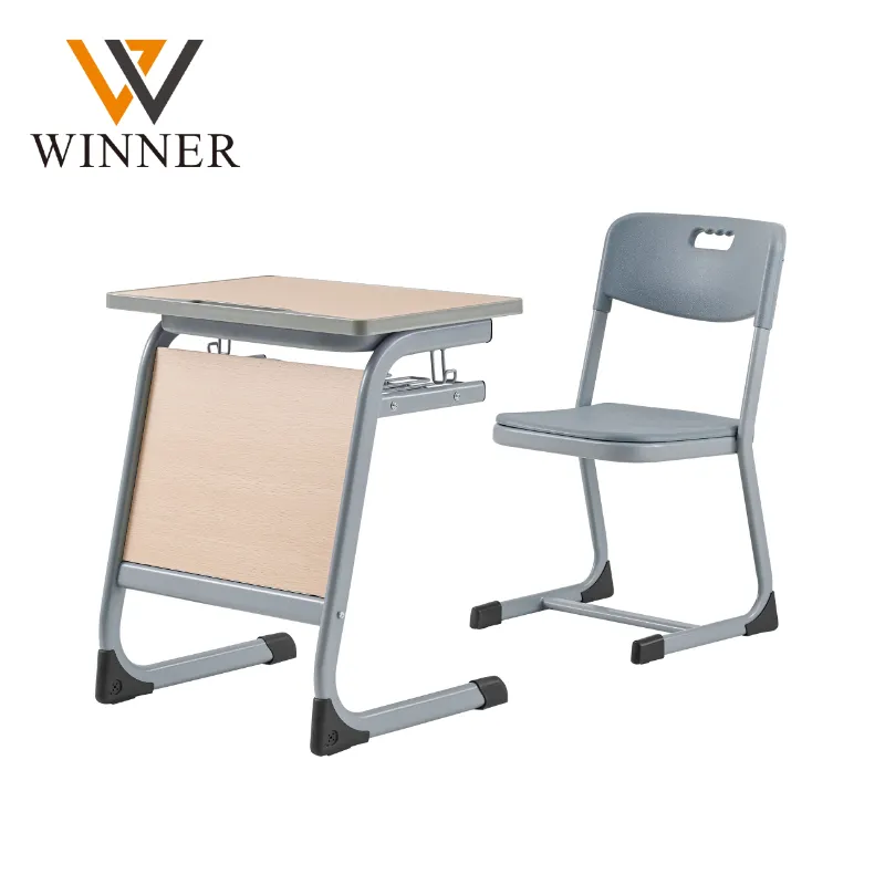 Elementary School Classroom Student Desk Single Seat Desk and School Class Chair to Study School Desk Wood