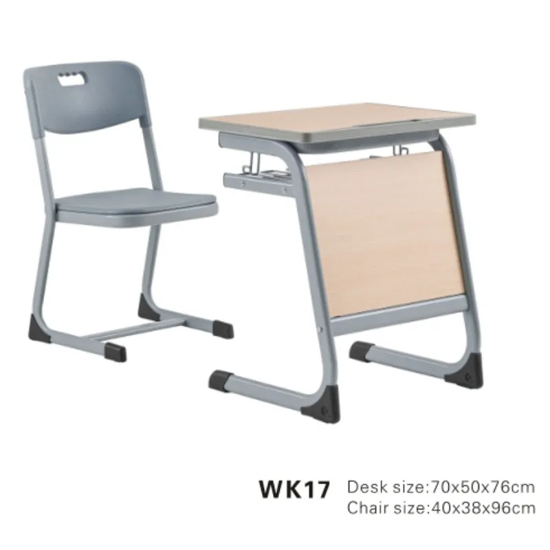 Elementary School Classroom Student Desk Single Seat Desk and School Class Chair to Study School Desk Wood