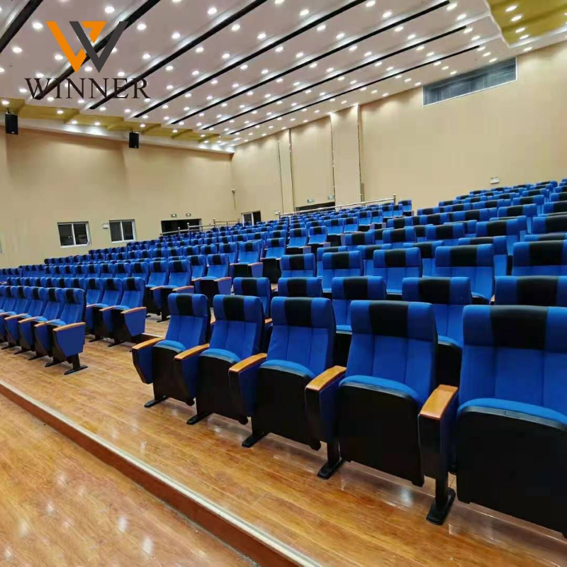 Theater Seat Hall Simple Auditorium Chair Plastic Church Chair Arm Board Foldable Writing Pad