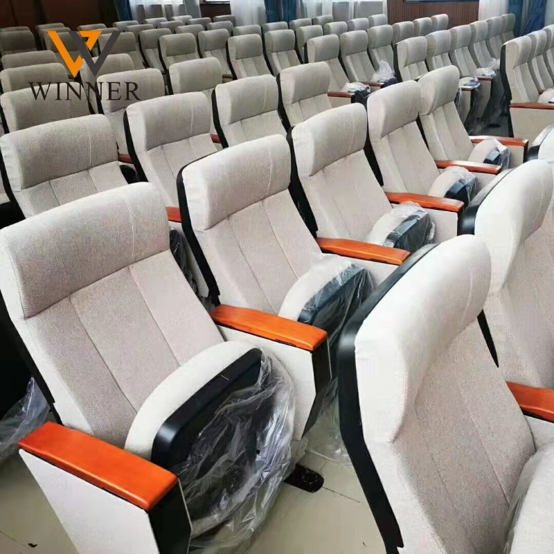 Theater Seat Hall Simple Auditorium Chair Plastic Church Chair Arm Board Foldable Writing Pad