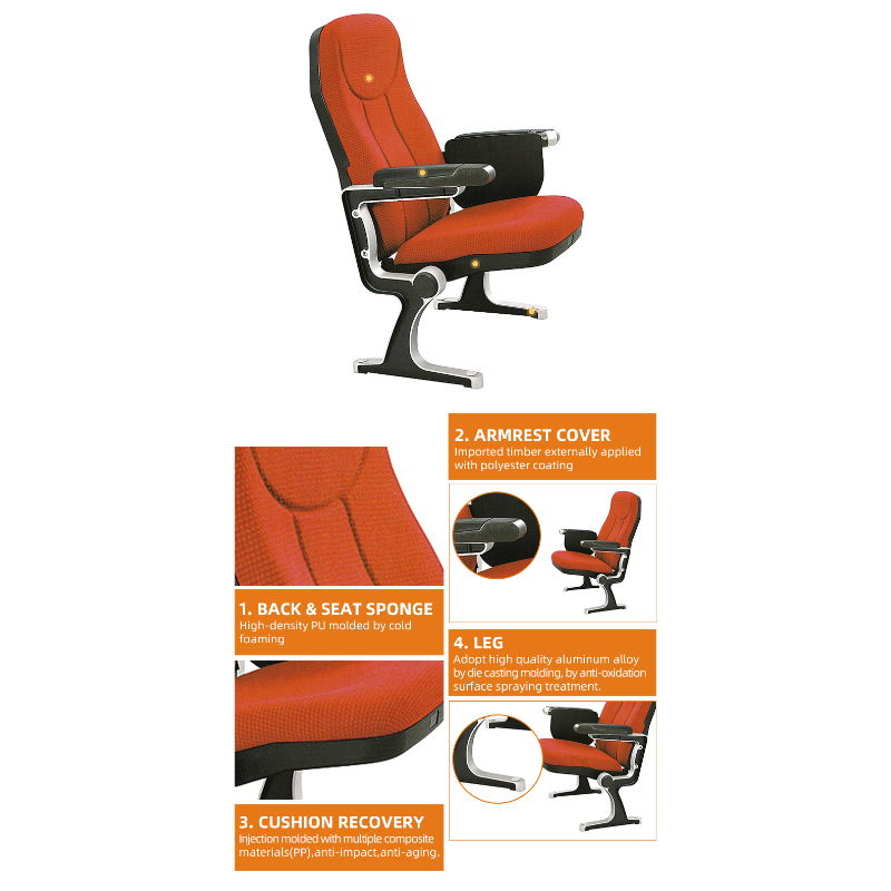 Adjustable Feet Study Room Chair Auditorium Seating with Writing Pad Plastic Auditorium Chair