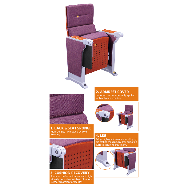 Comfortable High Back Chair Auditorium Chair Cinema Seating Theater Furniture Folding Seat Modern Commercial Furniture