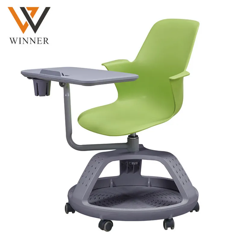 School Classroom Chair Students Furniture Adjust Training Wheels Writing Pad Meeting Conference Chairs PP Plastic School Chair