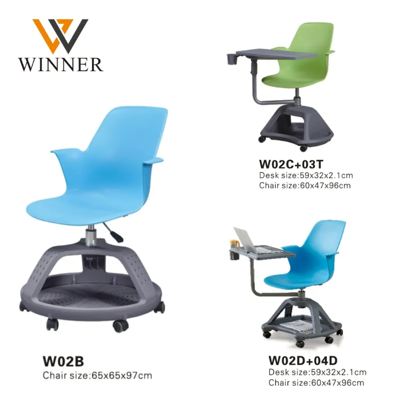 School Classroom Chair Students Furniture Adjust Training Wheels Writing Pad Meeting Conference Chairs PP Plastic School Chair