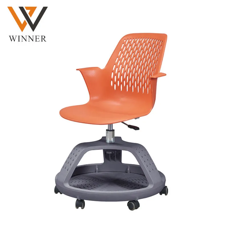 Custom School Furniture Plastic Student Chairs With Wheel Classroom Training Chair With Writing Table