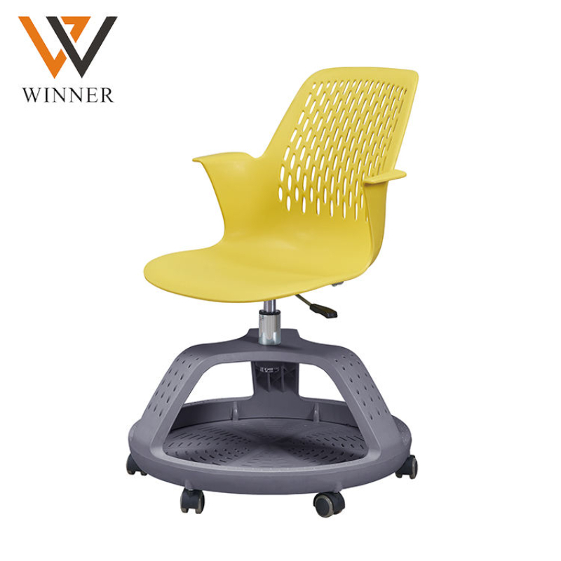 Custom School Furniture Plastic Student Chairs With Wheel Classroom Training Chair With Writing Table
