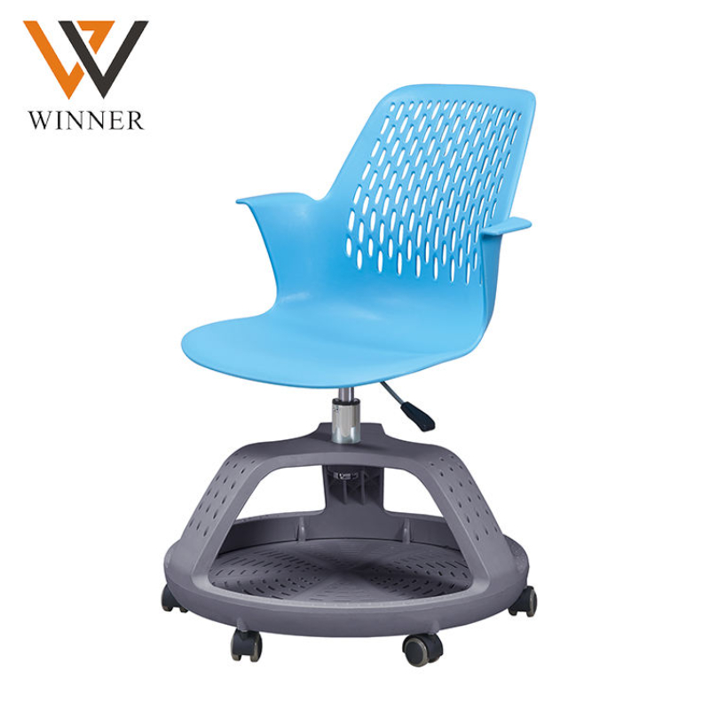 Custom School Furniture Plastic Student Chairs With Wheel Classroom Training Chair With Writing Table