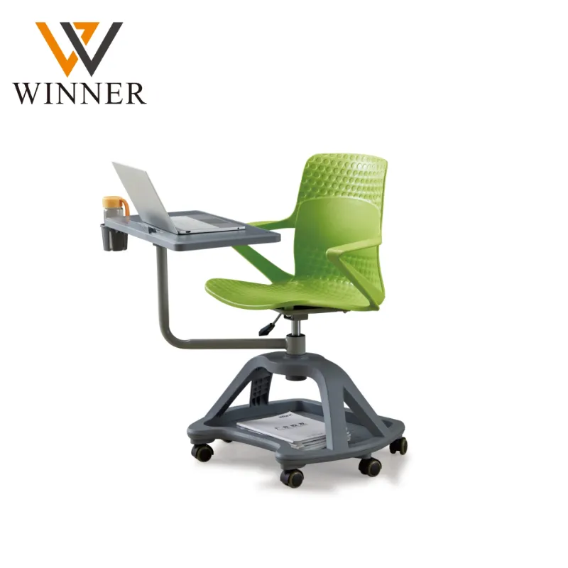 Conference Office School Student Movable Training Chair Plastic Chair with Arm Rest Writing Pad