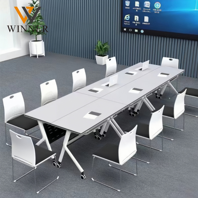 Modern Simple Iron Metal Foldable Training Table for School Office Conference Meeting
