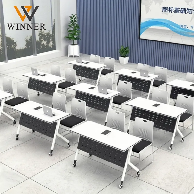 Modern Simple Iron Metal Foldable Training Table for School Office Conference Meeting