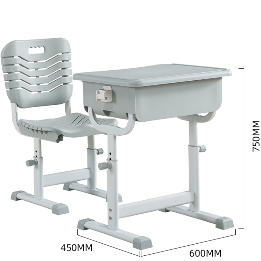 W28B Metal adjustable-height student desk and chair
