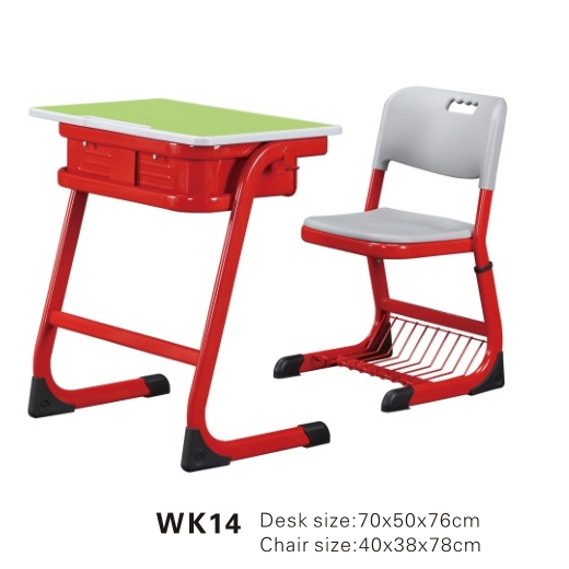 WK14 Metal student single desk and chair