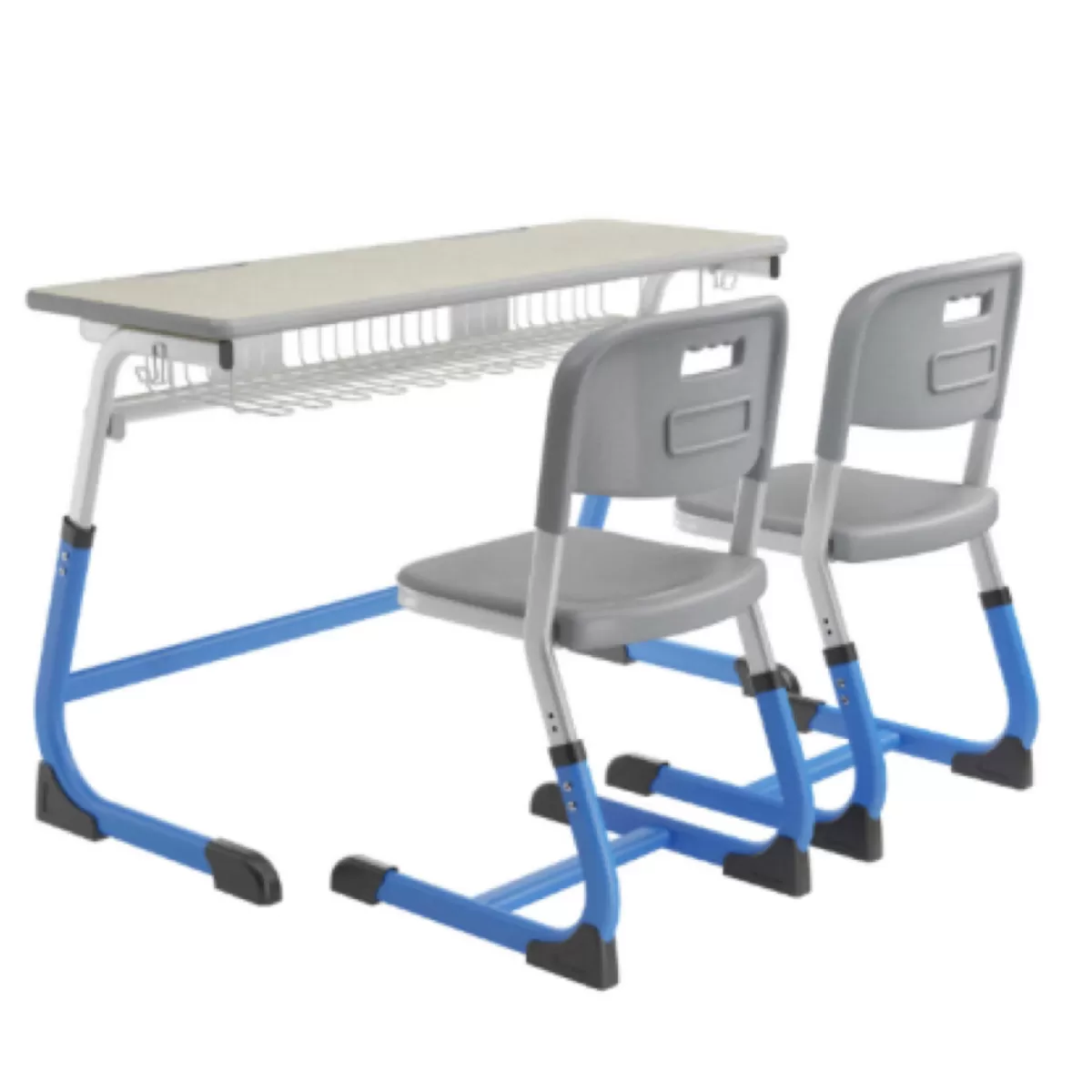 WK17-2 ABS double-person desk and chair with anti-slip pads