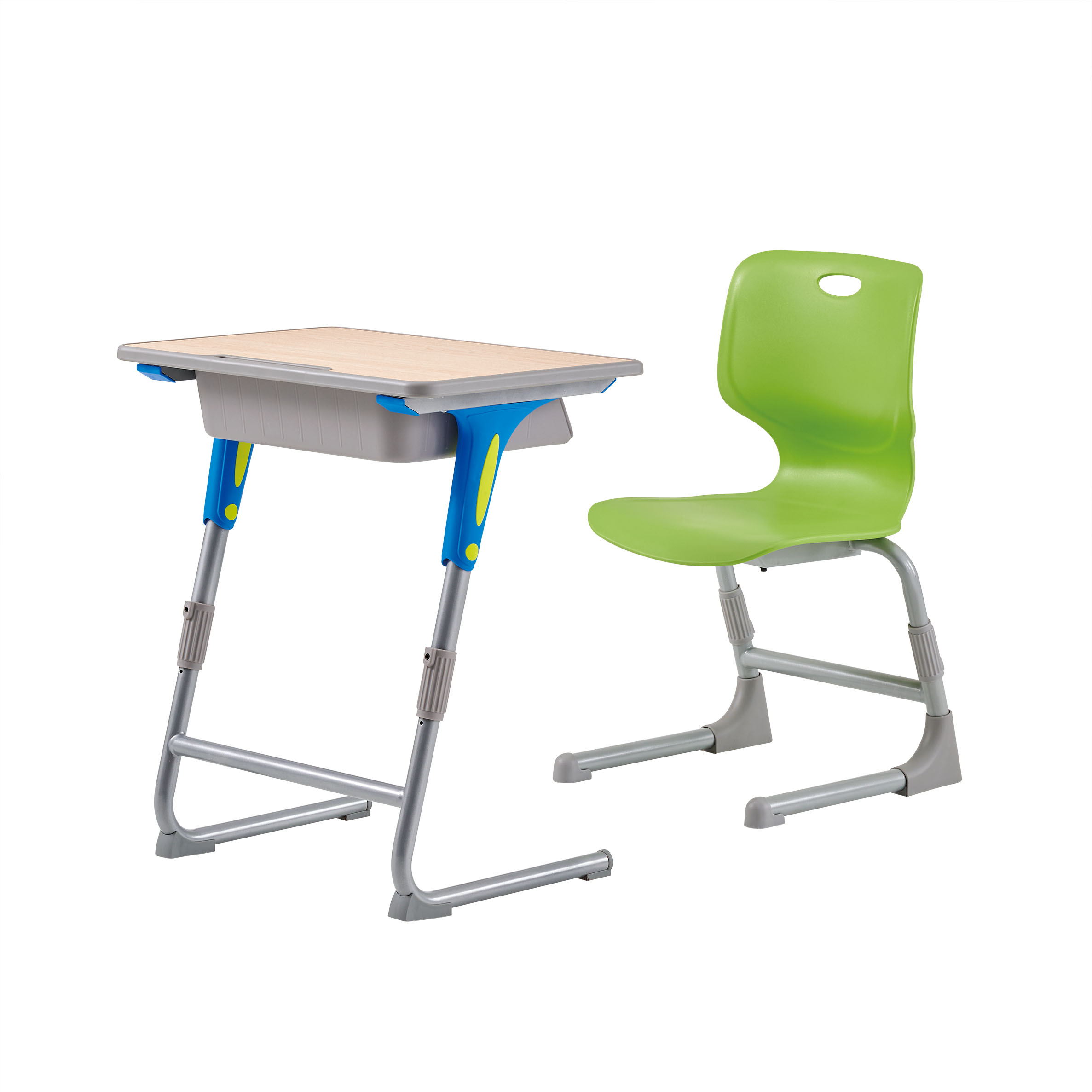 W204 Adjustable student desks and chairs with footrests