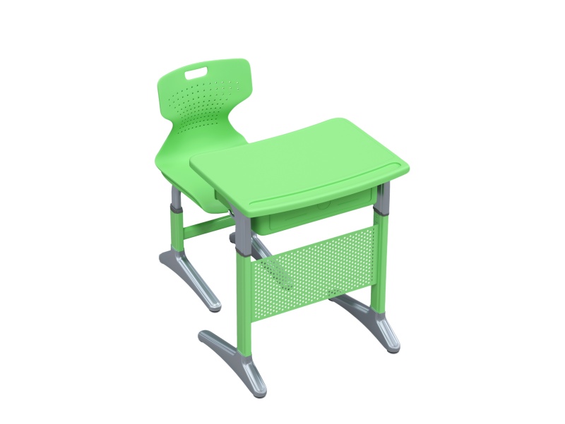 Premium Modern Plastic Single Student Desk and Chair Adjustable Lift with Book Storage Drawer for School Dormitory Use