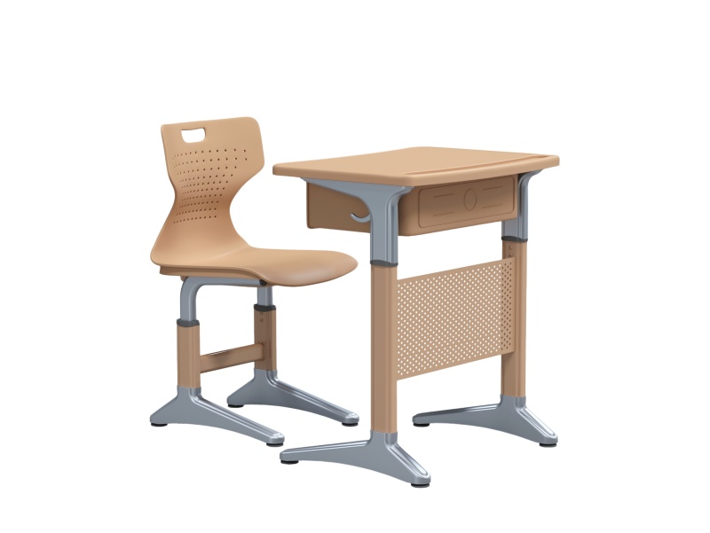 Premium Modern Plastic Single Student Desk and Chair Adjustable Lift with Book Storage Drawer for School Dormitory Use