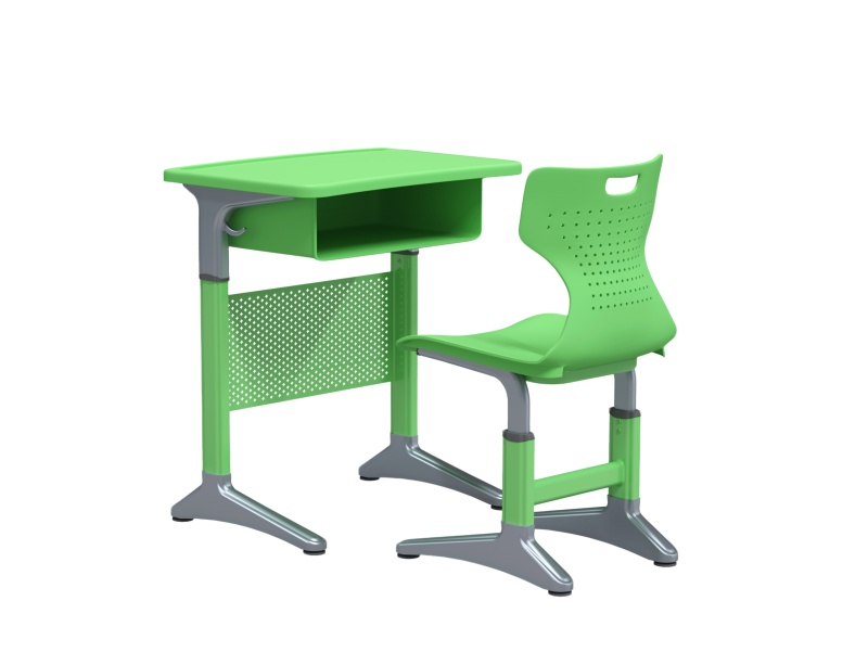 Premium Modern Plastic Single Student Desk and Chair Adjustable Lift with Book Storage Drawer for School Dormitory Use
