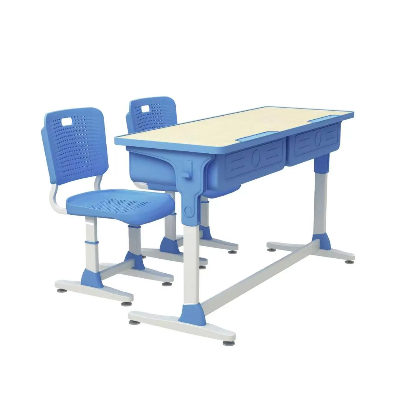 High Quality Modern Plastic Adjustable Double School Desk and Chair Set for Classroom and Workshop Use