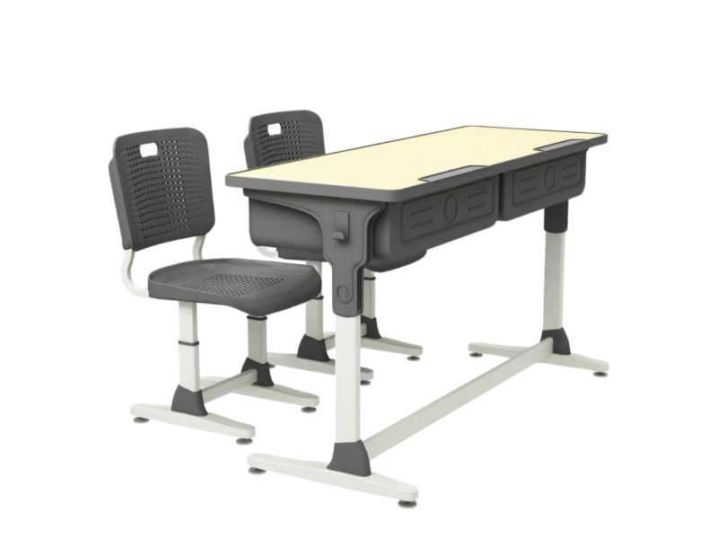High Quality Modern Plastic Adjustable Double School Desk and Chair Set for Classroom and Workshop Use