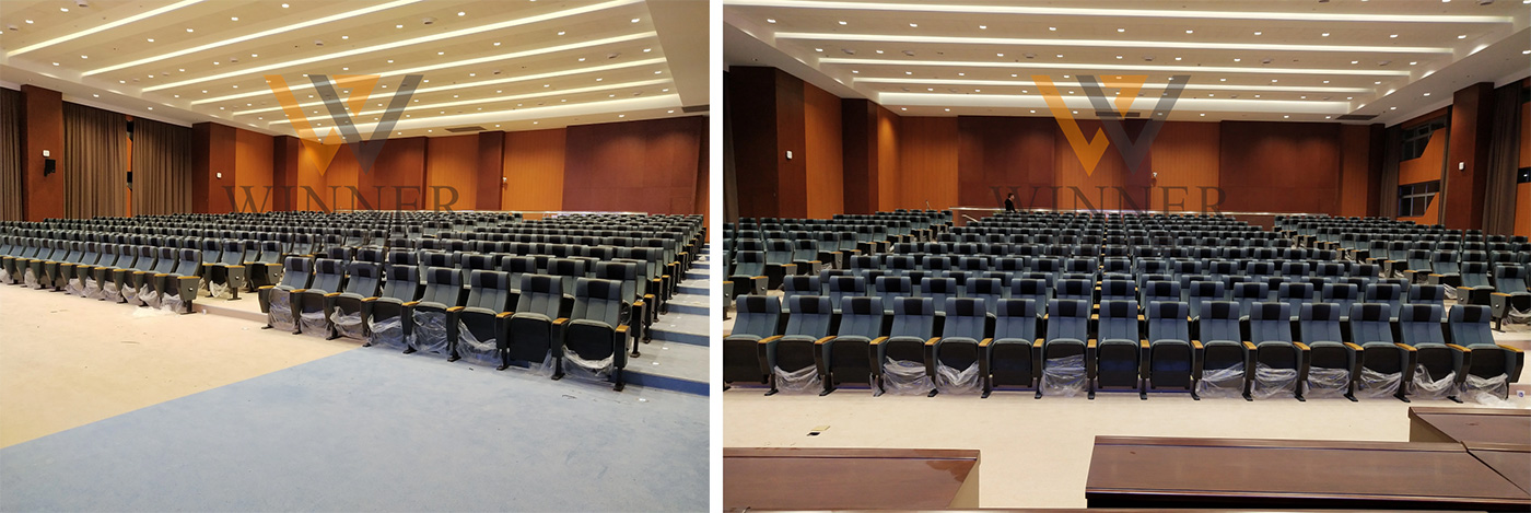 Theater Seat Hall Simple Auditorium Chair Plastic Church Chair Arm Board Foldable Writing Pad