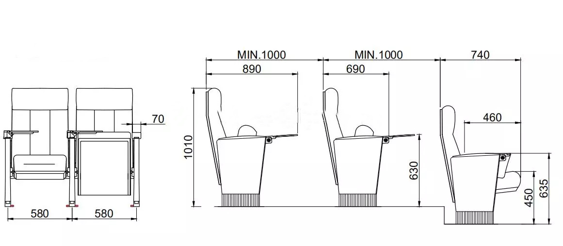 High Quality Commercial Auditorium Cinema Chair With Writing Pad
