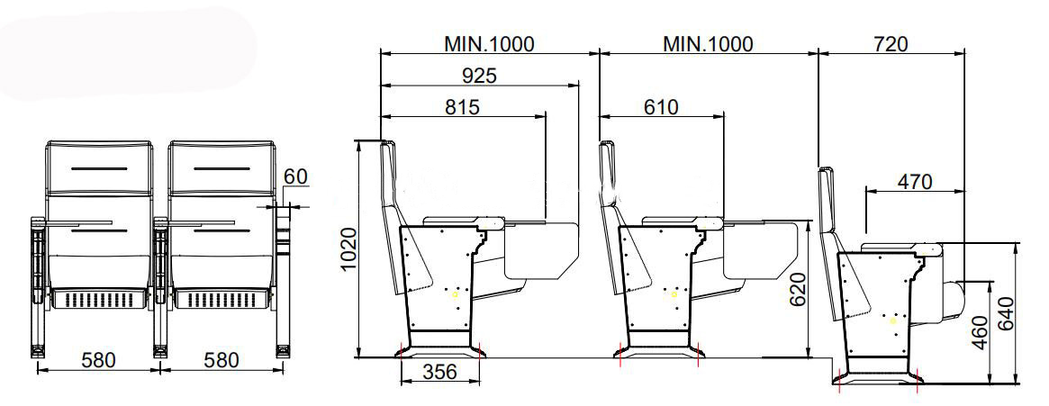 Comfortable High Back Chair Auditorium Chair Cinema Seating Theater Furniture Folding Seat Modern Commercial Furniture