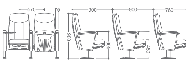 W1107 Church Chair  Foldable Writing Pad