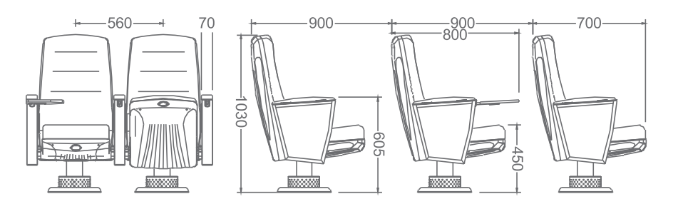 W1206 Auditorium Hall Chair With Writing Pad