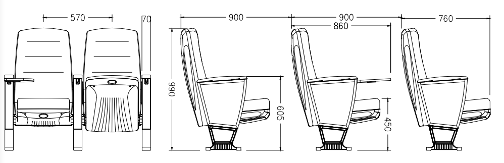 W6106 Theater Auditorium Chair With Writing pad