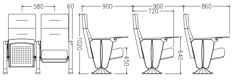 W5602 Elegant black folding auditorium chair