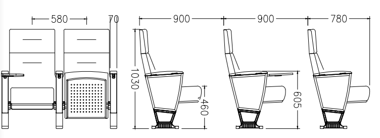 W7102 Folding chair fabric theater seats