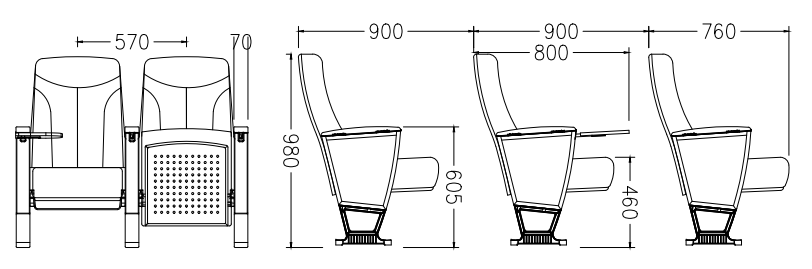W7101 Tiida fabric Lecture hall auditorium chairs