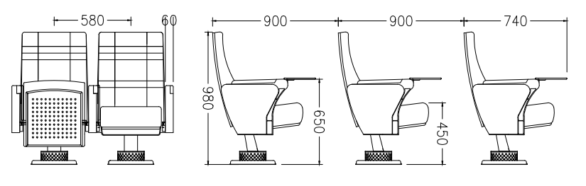 W5208 Linen fabric auditorium seats