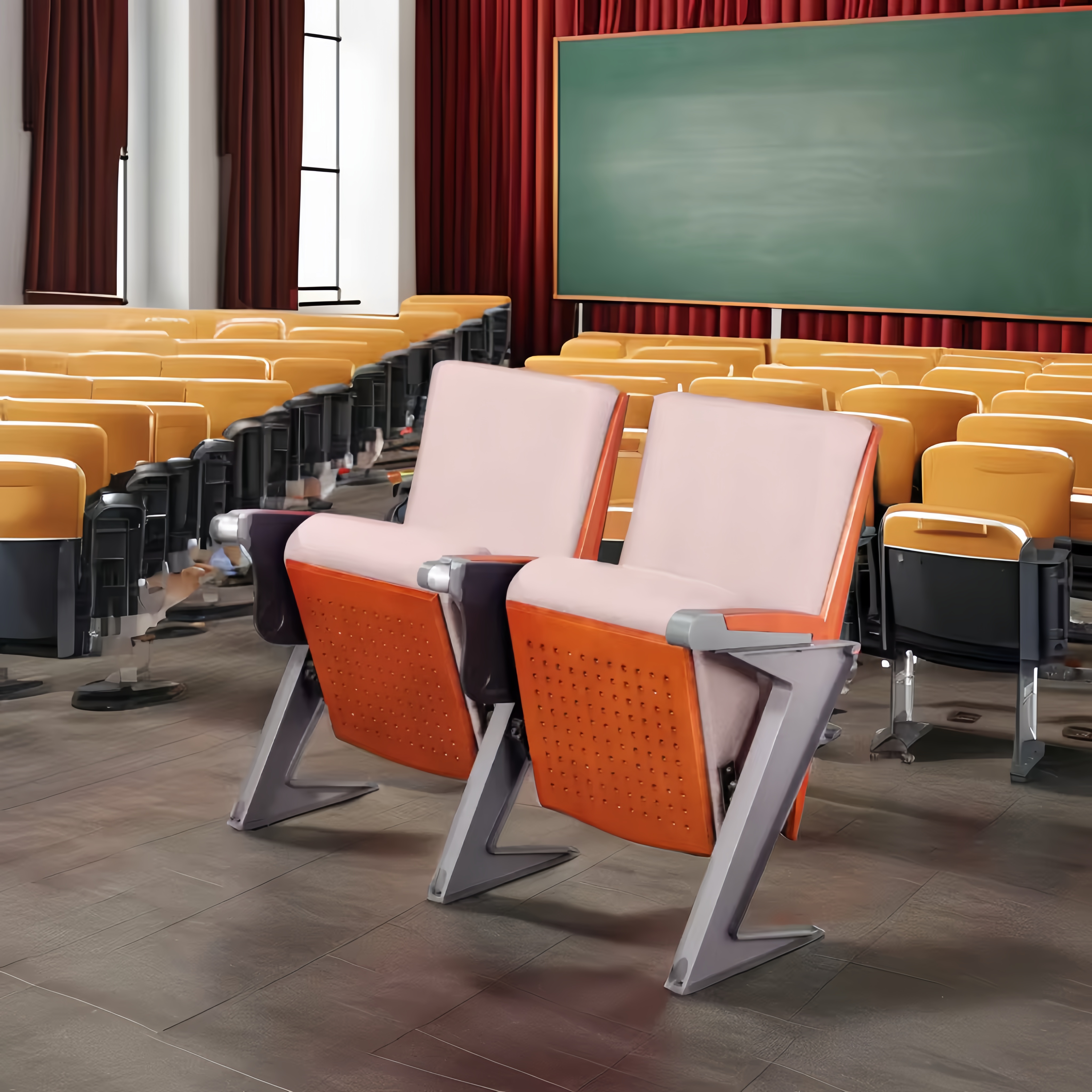 W842 Church conference hall Chair  Foldable Writing Pad
