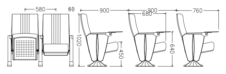 W5510 Armrest folding church chair