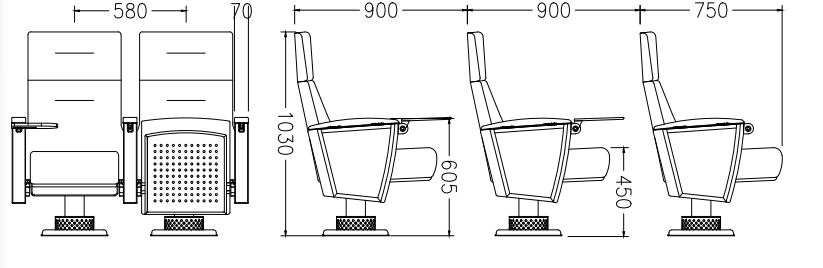 W2602 One piece standing auditorium chair