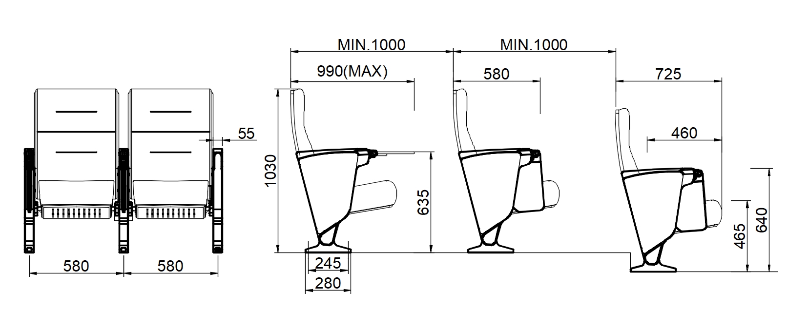 W845 Aluminum alloy church auditorium chairs