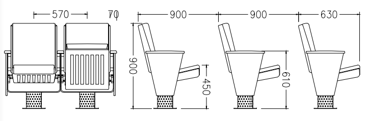 W2340 Four person row auditorium chairs