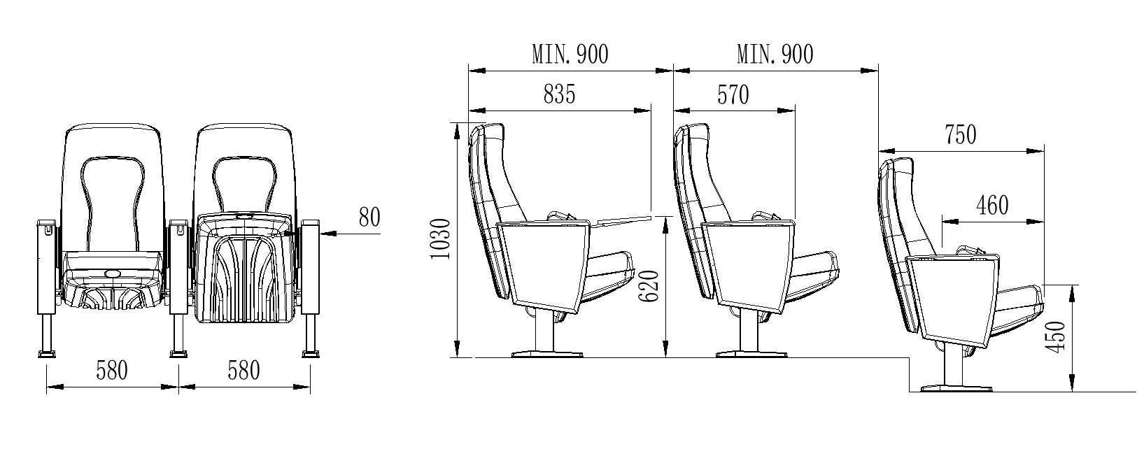WK02 Curved theatre chair