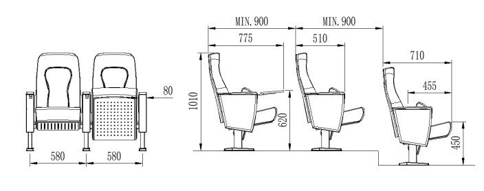 WK08 Wooden foldable church auditorium chairs